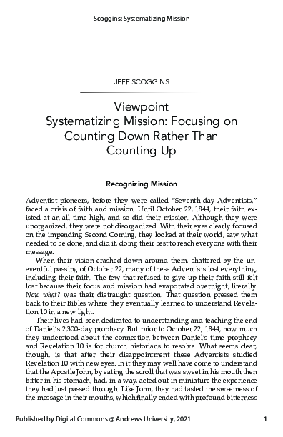 (PDF) Systematizing Mission: Focusing on Counting Down Rather Than ...