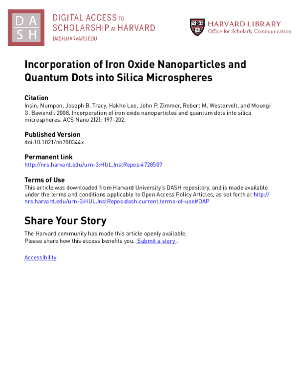 (PDF) Incorporation of Iron Oxide Nanoparticles and Quantum Dots into ...