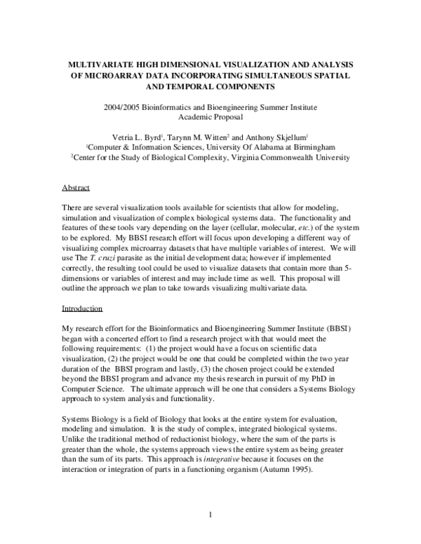 (PDF) Multivariate High Dimensional Visualization and Analysis of ...