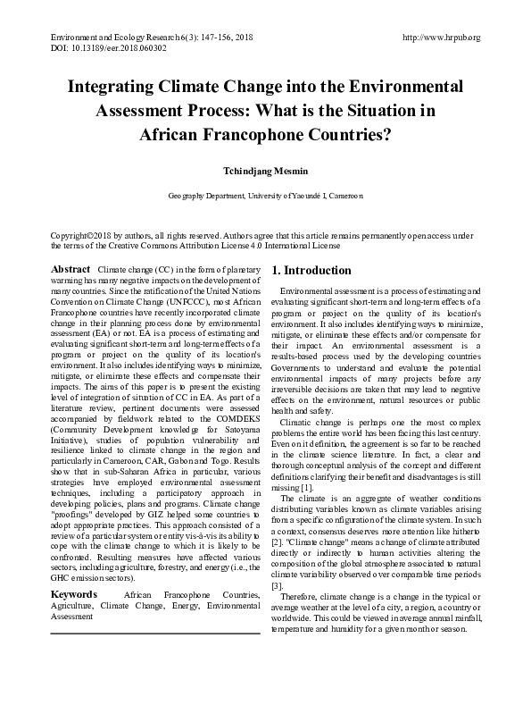 (PDF) Integrating Climate Change into the Environmental Assessment ...