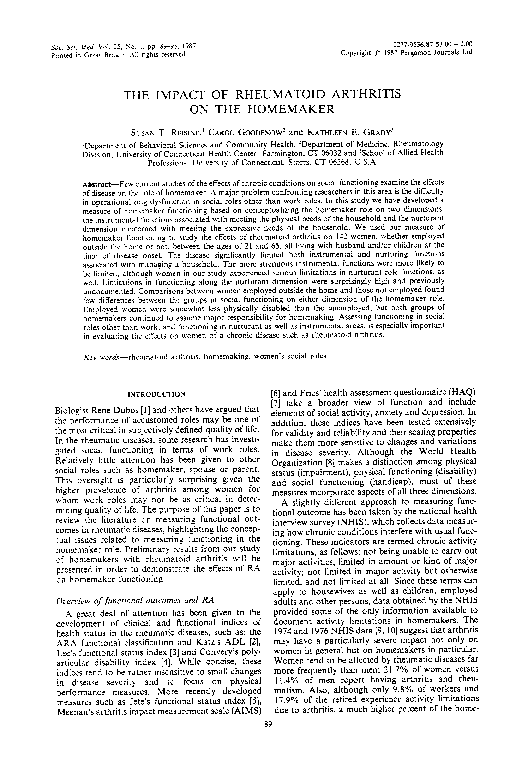 (PDF) The impact of rheumatoid arthritis on the homemaker
