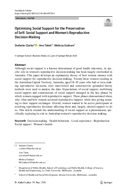 (PDF) Optimising Social Support for the Preservation of Self: Social ...