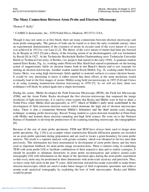 (PDF) The Many Connections Between Atom Probe and Electron Microscopy