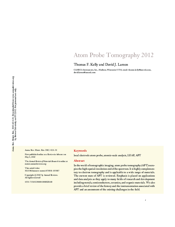 (PDF) Atom Probe Tomography 2012