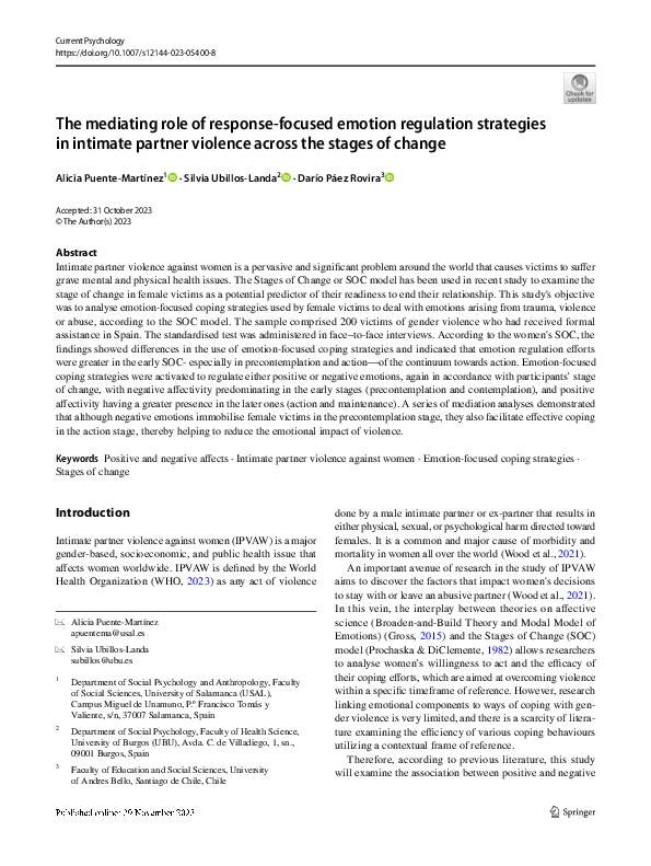 (PDF) The mediating role of response-focused emotion regulation ...