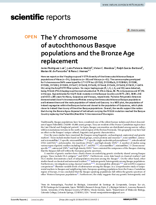 (PDF) The Y chromosome of autochthonous Basque populations and the ...
