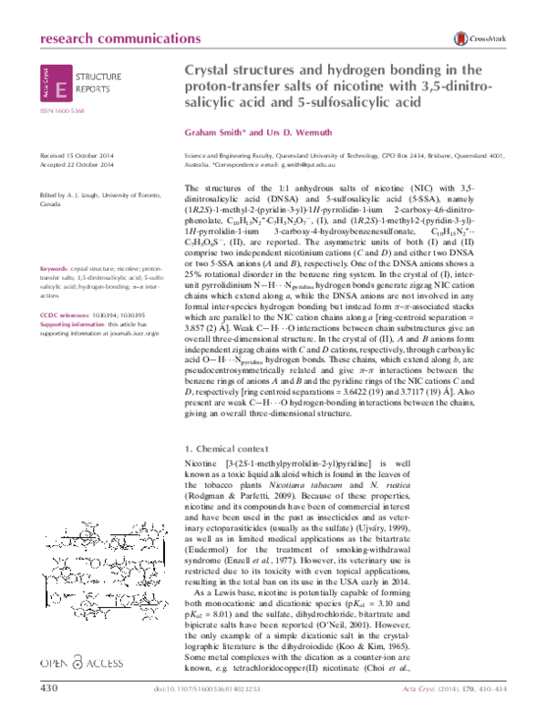 (PDF) Crystal structures and hydrogen bonding in the proton-transfer ...