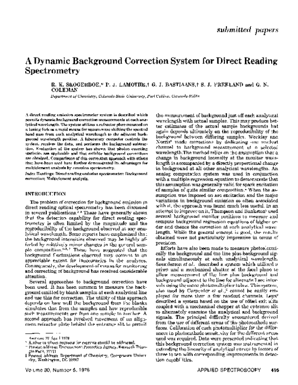 (PDF) A Dynamic Background Correction System for Direct Reading ...