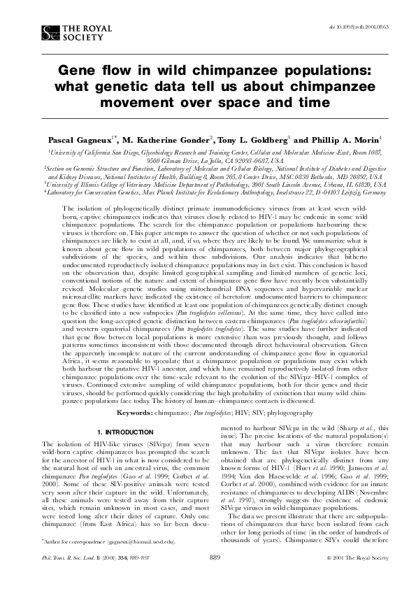 (PDF) Gene flow in wild chimpanzee populations: what genetic data tell ...