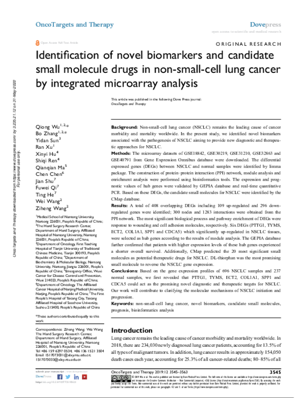 (PDF) Identification of novel biomarkers and candidate small molecule ...