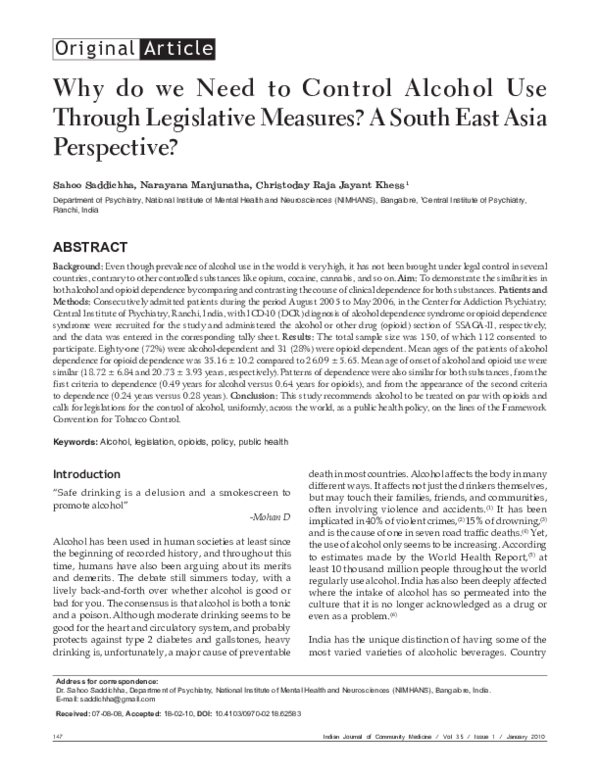 (PDF) Why do we need to control alcohol use through legislative ...