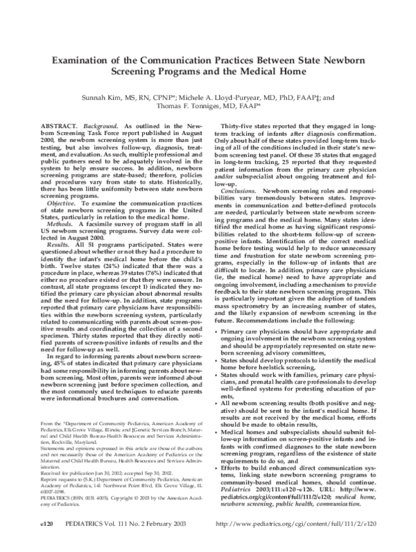 (PDF) Examination of the Communication Practices Between State Newborn ...