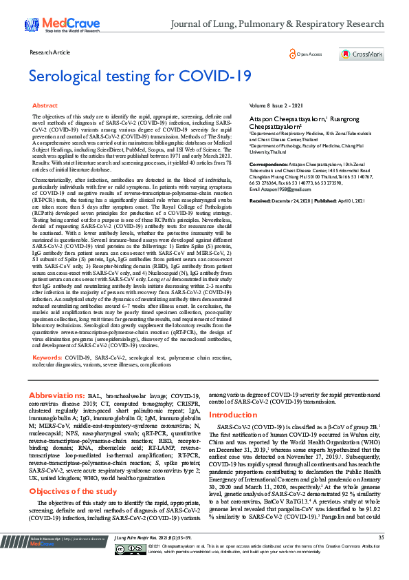 (PDF) Serological testing for COVID-19