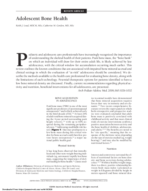 (PDF) Adolescent Bone Health