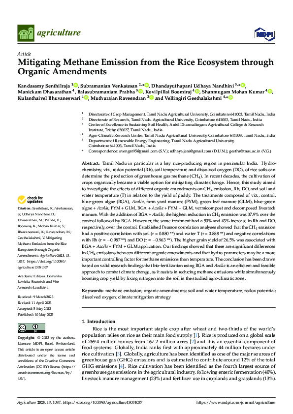 (PDF) Mitigating Methane Emission from the Rice Ecosystem through ...
