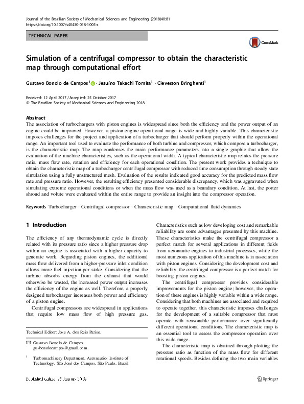 (PDF) Simulation of a centrifugal compressor to obtain the ...