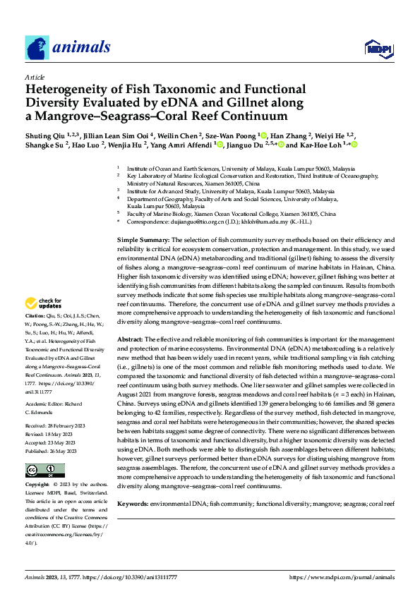 (PDF) Heterogeneity of Fish Taxonomic and Functional Diversity ...