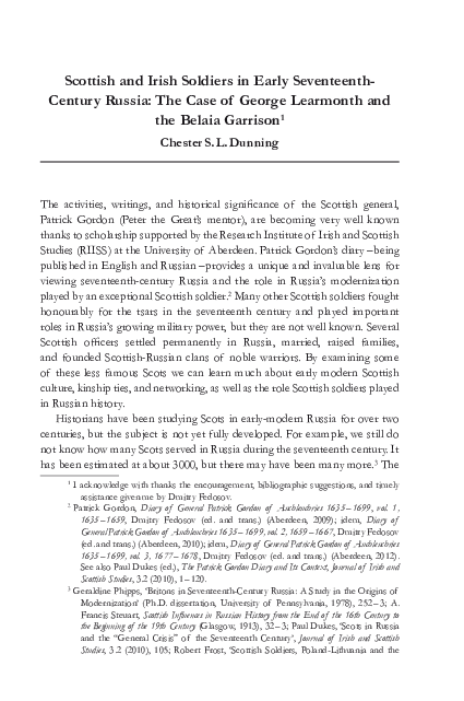 (PDF) Scottish and Irish Soldiers in Early Seventeenth-Century Russia ...