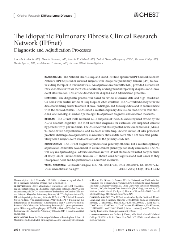 (PDF) The Idiopathic Pulmonary Fibrosis Clinical Research Network (IPFnet)