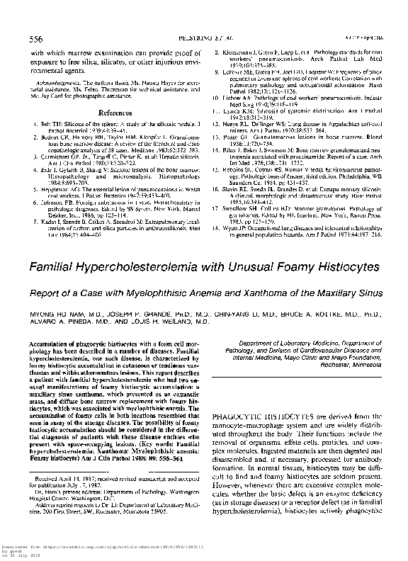 (PDF) Familial Hypercholesterolemia with Unusual Foamy Histiocytes ...