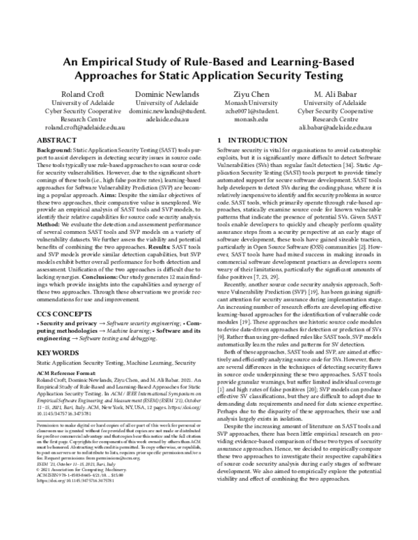 (PDF) An Empirical Study of Rule-Based and Learning-Based Approaches ...