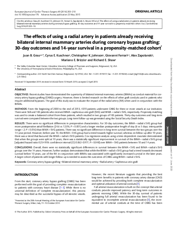 (PDF) The effects of using a radial artery in patients already ...