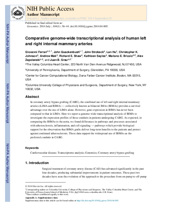 (PDF) Comparative genome-wide transcriptional analysis of human left ...