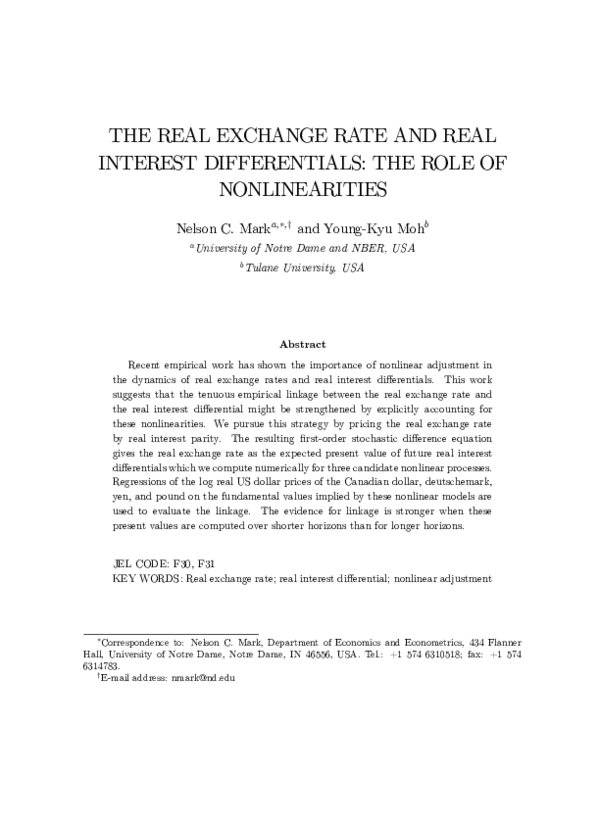 (PDF) The real exchange rate and real interest differentials: the role ...