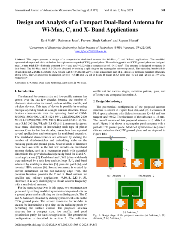 (PDF) Design and Analysis of a Compact Dual-Band Antenna for Wi-Max, C ...