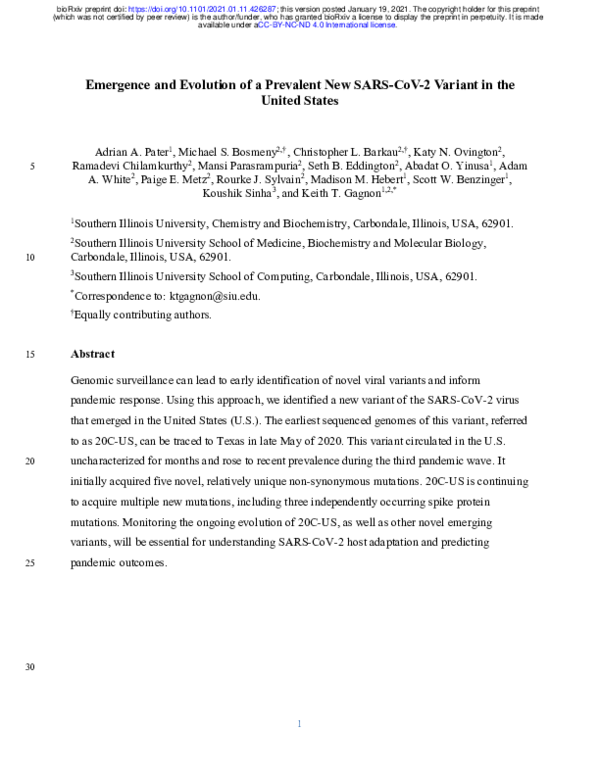 (PDF) Emergence and Evolution of a Prevalent New SARS-CoV-2 Variant in ...