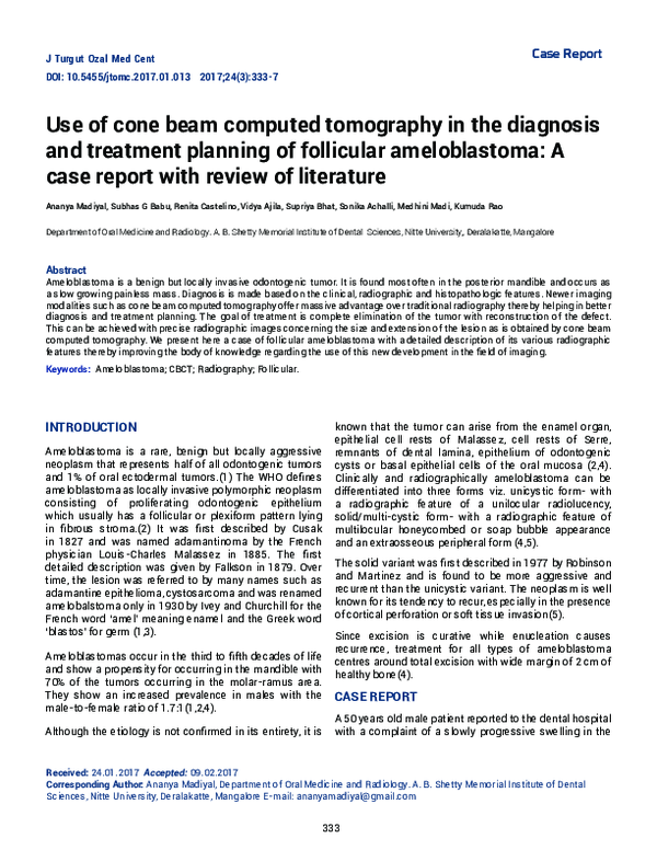 (PDF) Use of cone beam computed tomography in the diagnosis and ...