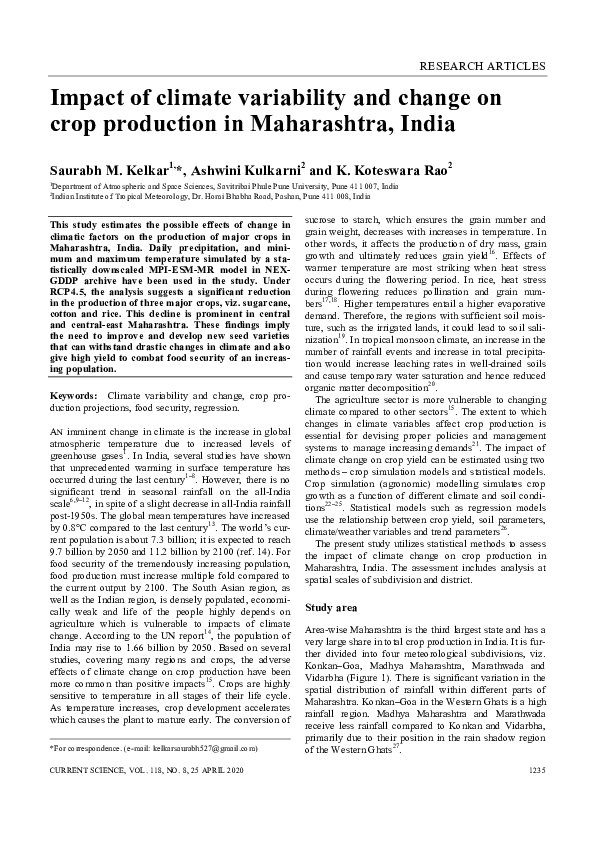 (PDF) Impact of Climate Variability and Change on Crop Production in ...