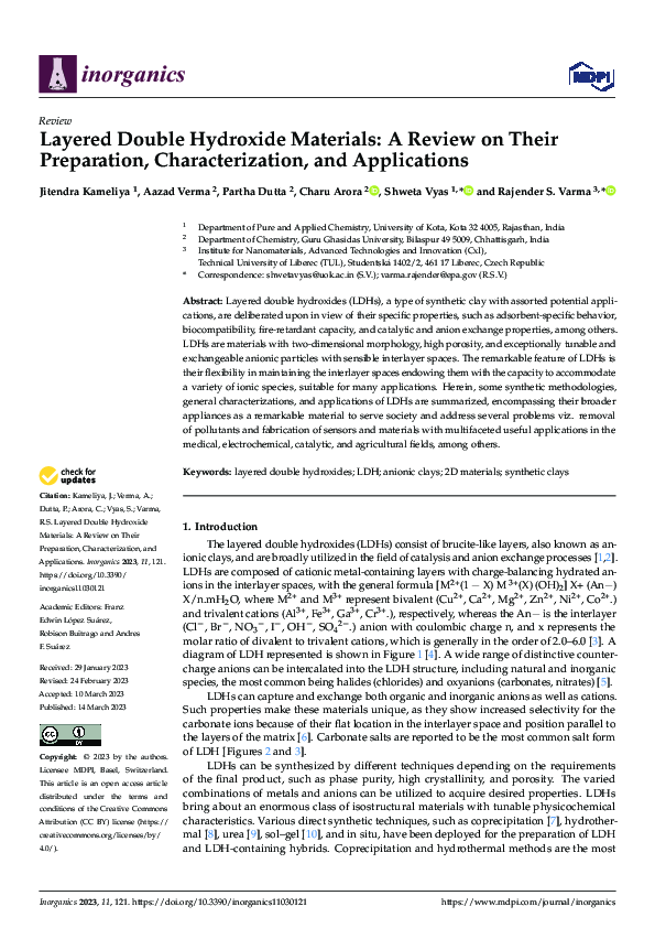 (PDF) Layered Double Hydroxide Materials: A Review on Their Preparation ...