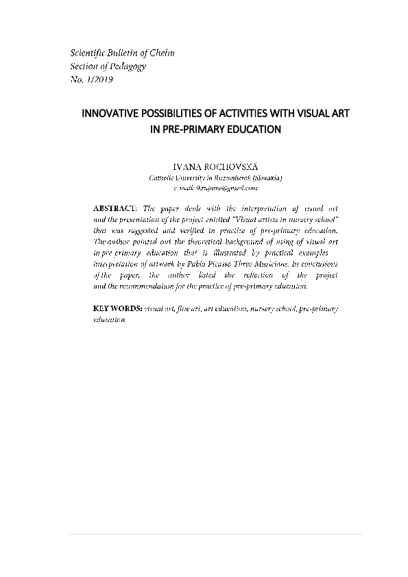 (PDF) Innovative Possibilities of Activities with Visual Art in Pre ...