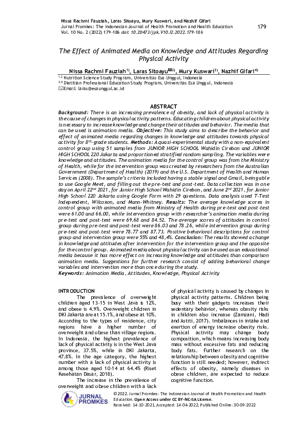 (PDF) The Effect of Animated Media on Knowledge and Attitudes Regarding ...