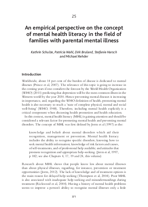 (PDF) An empirical perspective on the concept of mental health literacy ...