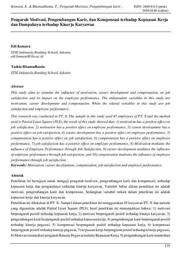 (PDF) The Influence of Motivation, Career Development, and Compensation ...