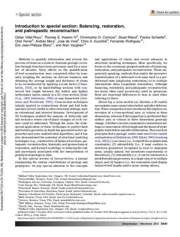 (PDF) Introduction to special section: Balancing, restoration, and ...