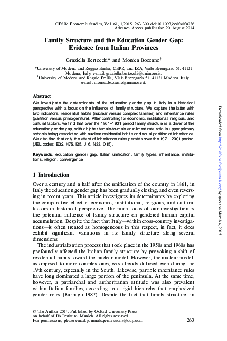 (PDF) Family Structure and the Education Gender Gap: Evidence from ...