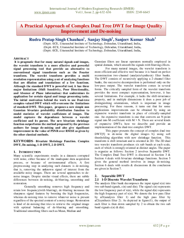 (PDF) A Practical Approach of Complex Dual Tree DWT for Image Quality ...