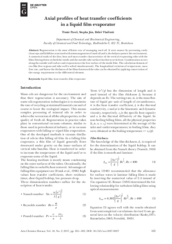 (PDF) Axial profiles of heat transfer coefficients in a liquid film ...