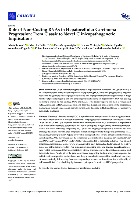 (PDF) Role of Non-Coding RNAs in Hepatocellular Carcinoma Progression ...