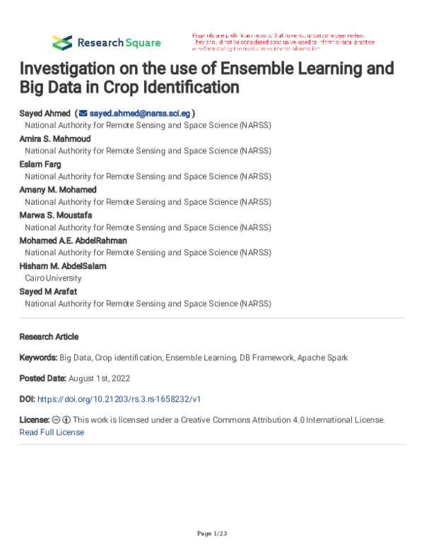 (PDF) Investigation on the use of Ensemble Learning and Big Data in ...