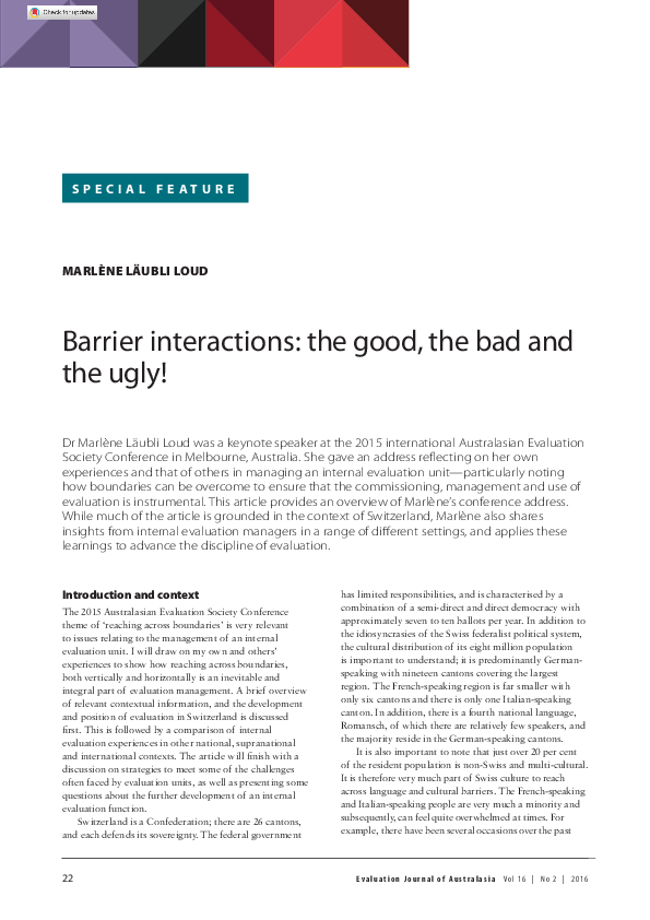(PDF) Barrier interactions: The good, the bad and the ugly! | Marlene ...