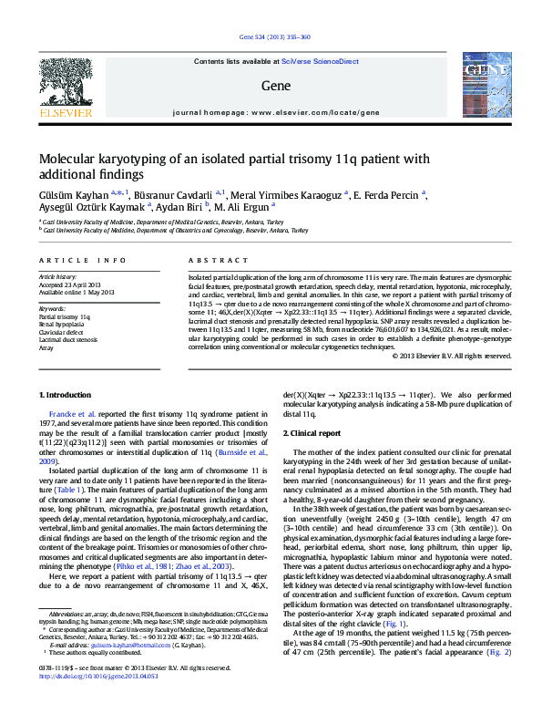 (PDF) Molecular karyotyping of an isolated partial trisomy 11q patient ...