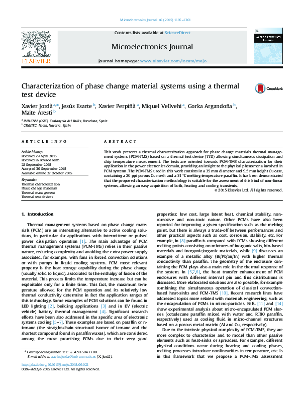 (PDF) Characterization of phase change material systems using a thermal ...