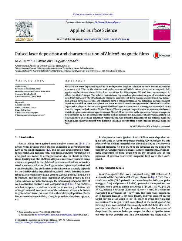 (PDF) Pulsed Laser Deposition and Characterization of Epitaxial ...