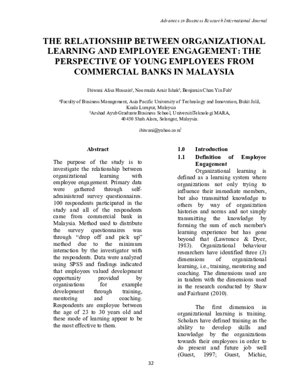 (PDF) The Relationship between Organizational Learning and Employee ...