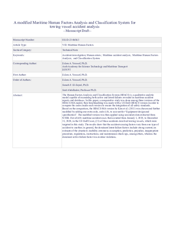 (DOC) A modified Maritime Human Factors Analysis and Classification ...
