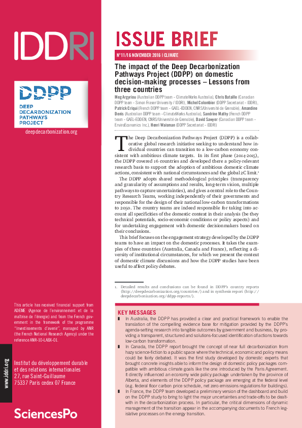 (PDF) The impact of the Deep Decarbonization Pathways Project (DDPP) on ...